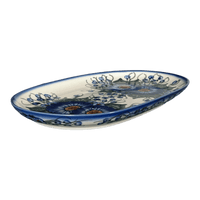 A picture of a Polish Pottery Shallow 7" x 11" Oval Plate (Bountiful Blue) | NDA245-36 as shown at PolishPotteryOutlet.com/products/shallow-7-x-11-oval-plate-bountiful-blue-nda245-36
