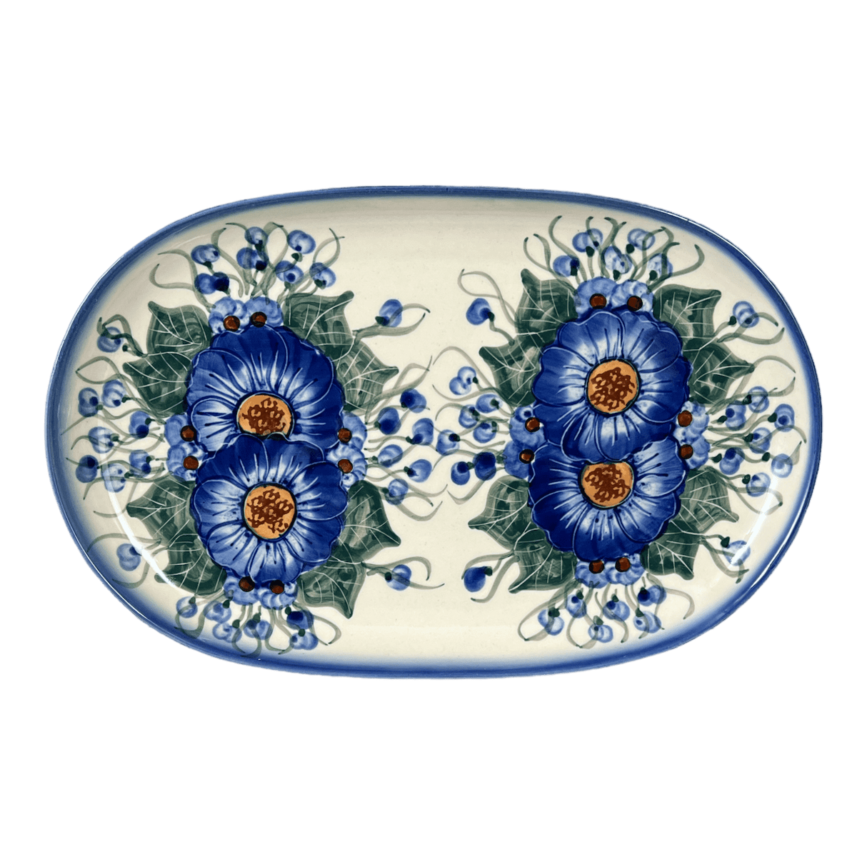 Plate, Oval, Shallow, 7" x 11" in "Bountiful Blue" by Andy | NDA245-36