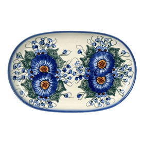 Polish Pottery Shallow 7" x 11" Oval Plate (Bountiful Blue) | NDA245-36 Additional Image at PolishPotteryOutlet.com