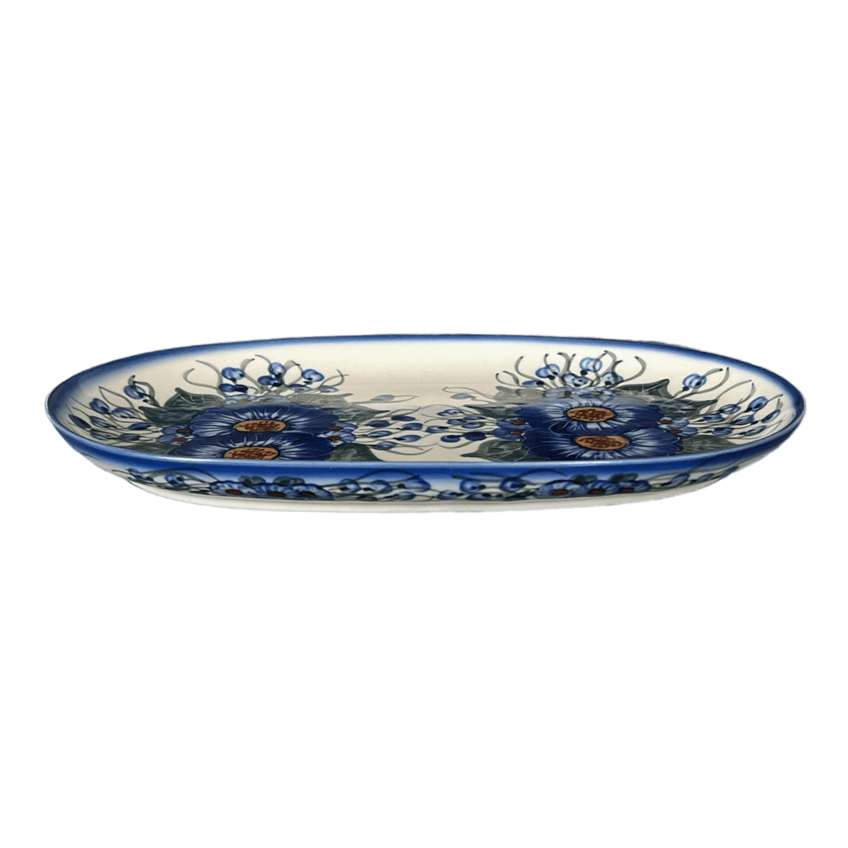 Plate, Oval, Shallow, 7" x 11" in "Bountiful Blue" by Andy | NDA245-36