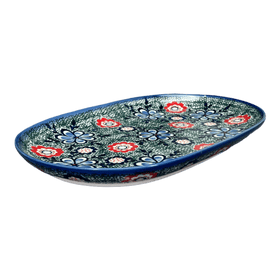 Polish Pottery Shallow 7" x 11" Oval Plate (Floral Fairway) | NDA245-42 Additional Image at PolishPotteryOutlet.com