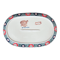 A picture of a Polish Pottery Shallow 7" x 11" Oval Plate (Floral Fairway) | NDA245-42 as shown at PolishPotteryOutlet.com/products/shallow-7-x-11-oval-plate-floral-fairway-nda245-42