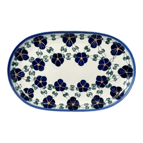 Polish Pottery Shallow 7" x 11" Oval Plate (Blue Tethered Blossoms) | NDA245-4 Additional Image at PolishPotteryOutlet.com