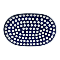 A picture of a Polish Pottery Shallow 7" x 11" Oval Plate (Hello Dotty) | NDA245-A64 as shown at PolishPotteryOutlet.com/products/shallow-7-x-11-oval-plate-hello-dotty-nda245-64