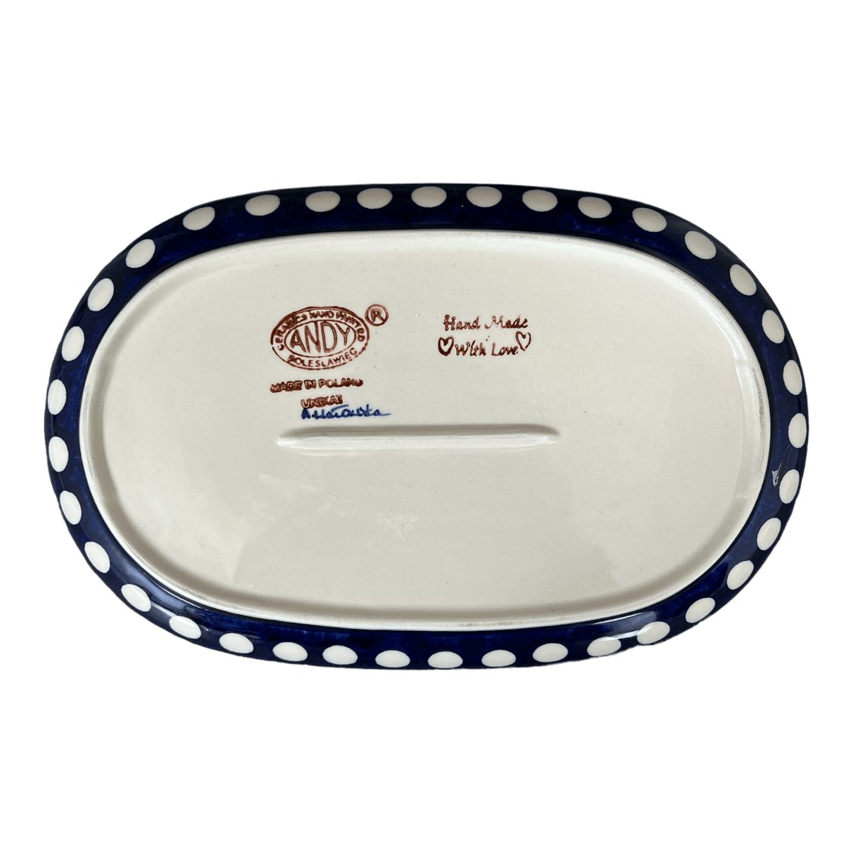 Plate, Oval, Shallow, 7" x 11" in "Hello Dotty" by Andy | NDA245-A64