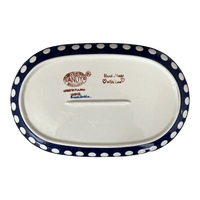 A picture of a Polish Pottery Shallow 7" x 11" Oval Plate (Hello Dotty) | NDA245-A64 as shown at PolishPotteryOutlet.com/products/shallow-7-x-11-oval-plate-hello-dotty-nda245-64