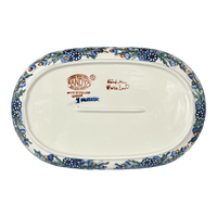 A picture of a Polish Pottery Shallow 7" x 11" Oval Plate (Blue Bouquet) | NDA245-7 as shown at PolishPotteryOutlet.com/products/shallow-7-x-11-oval-plate-blue-bouquet-nda245-7