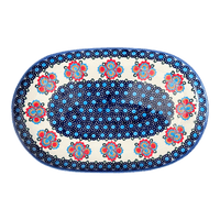 A picture of a Polish Pottery Shallow 7" x 11" Oval Plate (Polish Bouquet) | NDA245-82 as shown at PolishPotteryOutlet.com/products/shallow-7-x-11-oval-plate-polish-bouquet-nda245-82