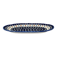 A picture of a Polish Pottery Wavy Edged Oval Platter (Mosquito) | NDA262-24 as shown at PolishPotteryOutlet.com/products/wavy-edged-oval-platter-mosquito-nda262-24