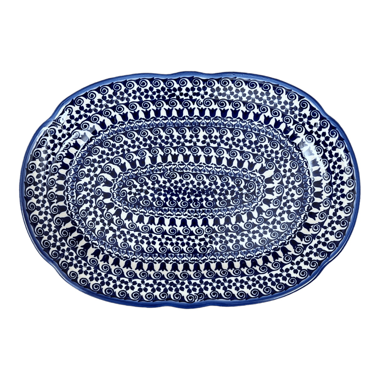 Platter, Wavy Edged Oval, 13.5" x 9.5" in "Tulip Path" by Andy | NDA262-25