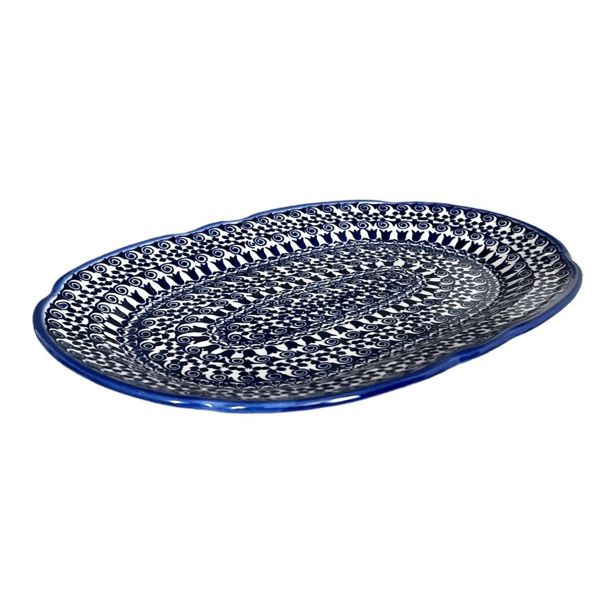 Platter, Wavy Edged Oval, 13.5" x 9.5" in "Tulip Path" by Andy | NDA262-25