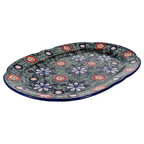 Platter, Wavy Edged Oval, 13.5" x 9.5" in "Floral Fairway" by Andy | NDA262-42