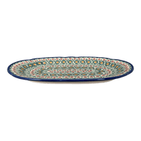 A picture of a Polish Pottery Wavy Edged Oval Platter (Garden Breeze) | NDA262-A48 as shown at PolishPotteryOutlet.com/products/wavy-edged-oval-platter-garden-breeze-nda262-48