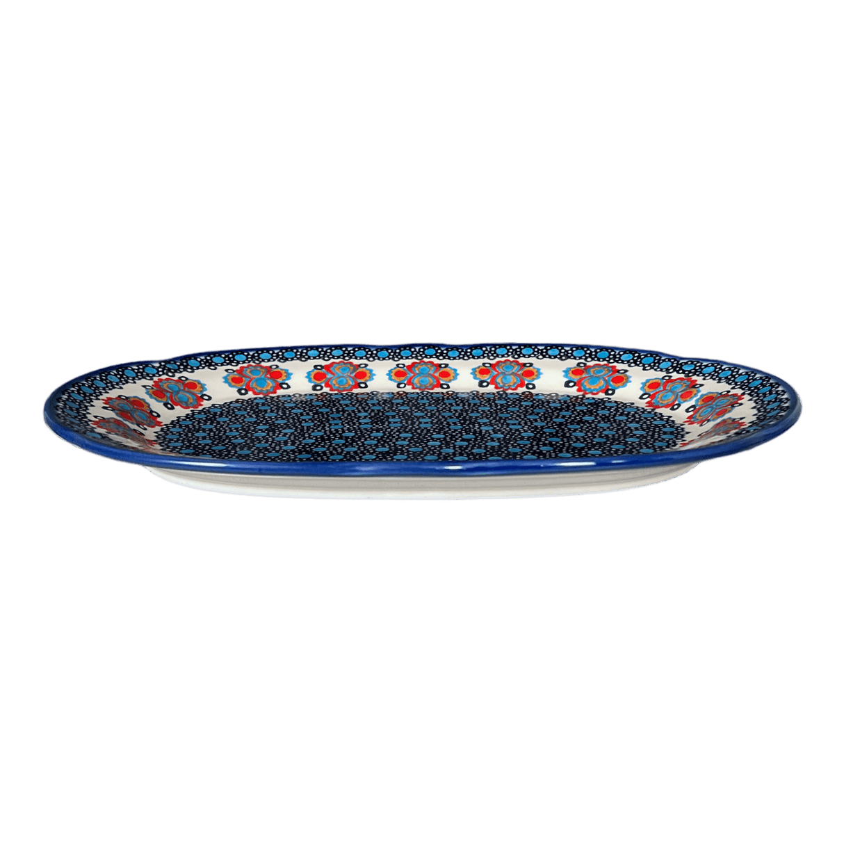 Platter, Wavy Edged Oval, 13.5" x 9.5" in "Polish Bouquet" by Andy | NDA262-82