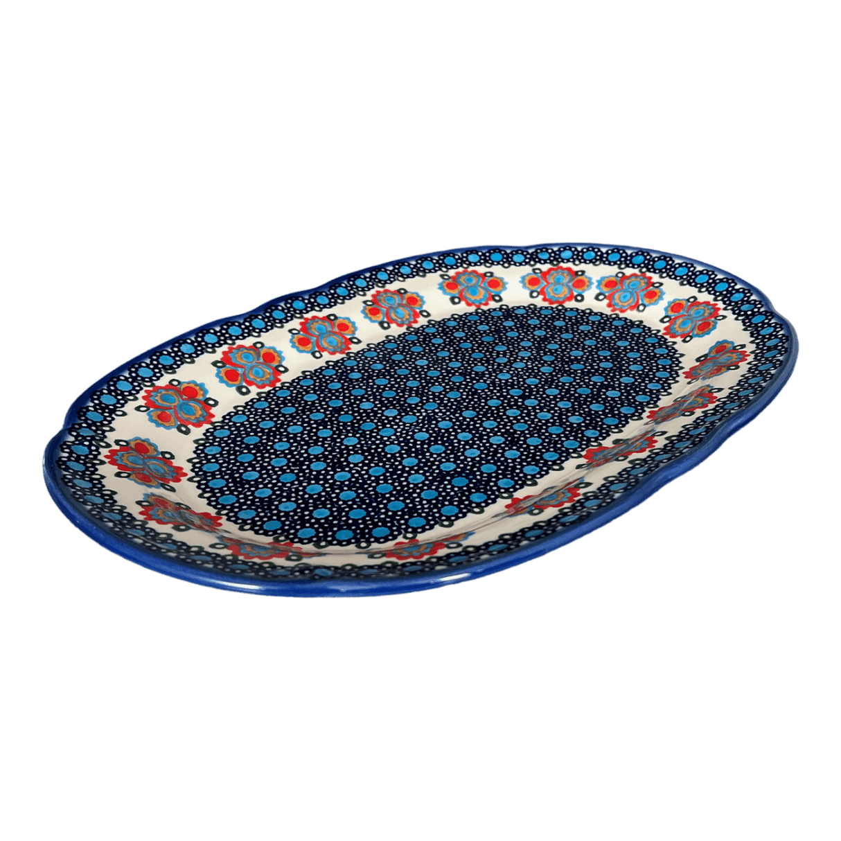 Platter, Wavy Edged Oval, 13.5" x 9.5" in "Polish Bouquet" by Andy | NDA262-82