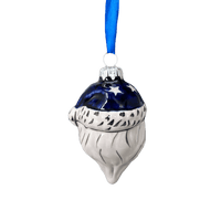 A picture of a Polish Pottery Santa Head Ornament (Starry Night) | NDA317-46 as shown at PolishPotteryOutlet.com/products/santa-head-ornament-starry-night-nda317-46