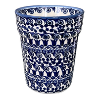 A picture of a Polish Pottery Large Ridged Tumbler (Tulip Path) | NDA345-25 as shown at PolishPotteryOutlet.com/products/large-ridged-tumbler-tulip-path-nda345-25