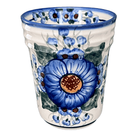 Polish Pottery Large Ridged Tumbler (Bountiful Blue) | NDA345-36 Additional Image at PolishPotteryOutlet.com