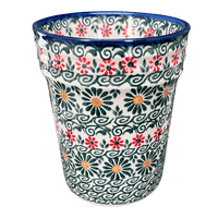 A picture of a Polish Pottery Large Ridged Tumbler (Garden Breeze) | NDA345-A48 as shown at PolishPotteryOutlet.com/products/large-ridged-tumbler-garden-breeze-nda345-48