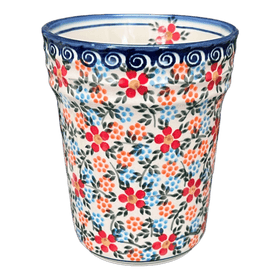 Polish Pottery Large Ridged Tumbler (Meadow in Bloom) | NDA345-A54 Additional Image at PolishPotteryOutlet.com