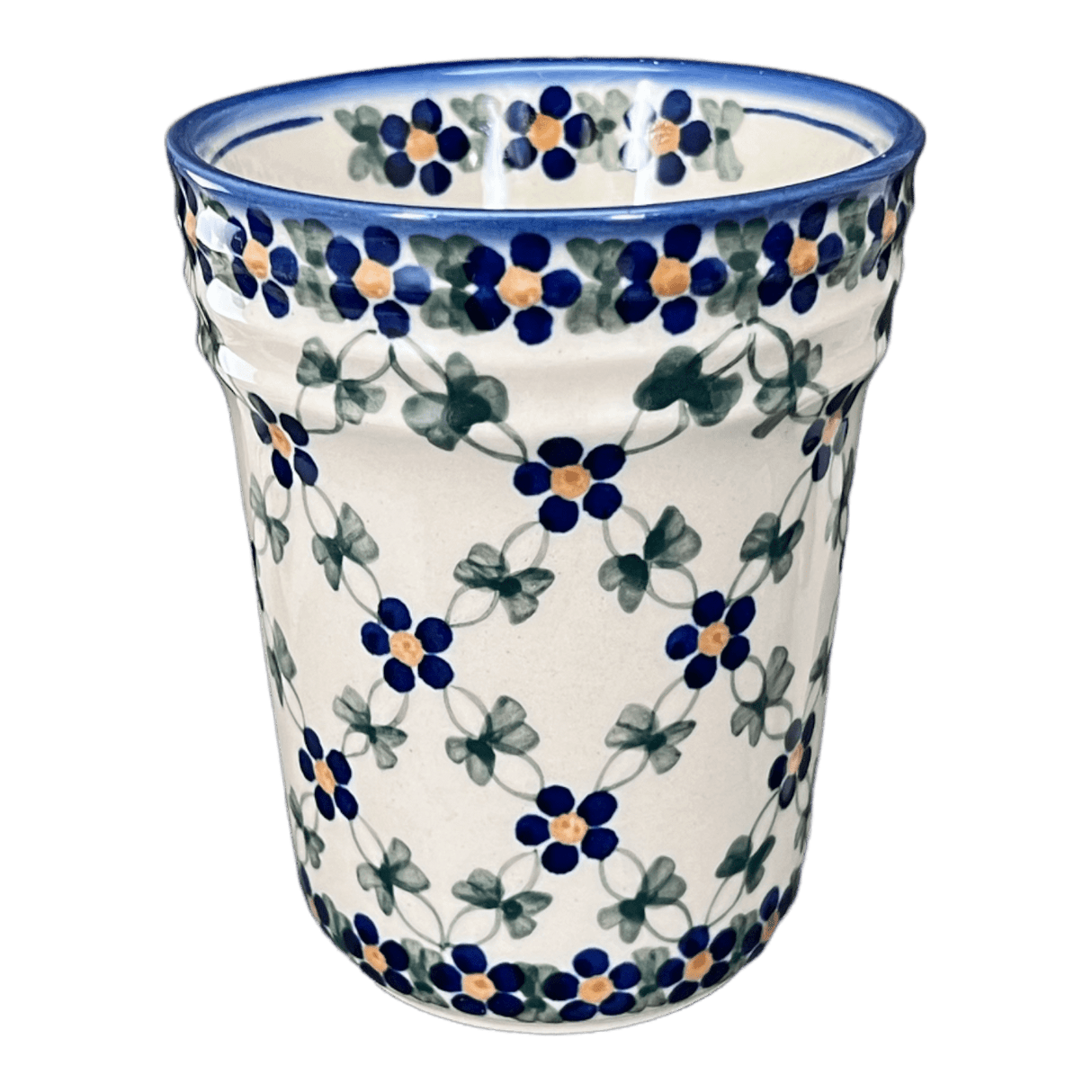 Tumbler, Ridged, 16 oz Large in "Blue Lattice" by Andy | NDA345-6