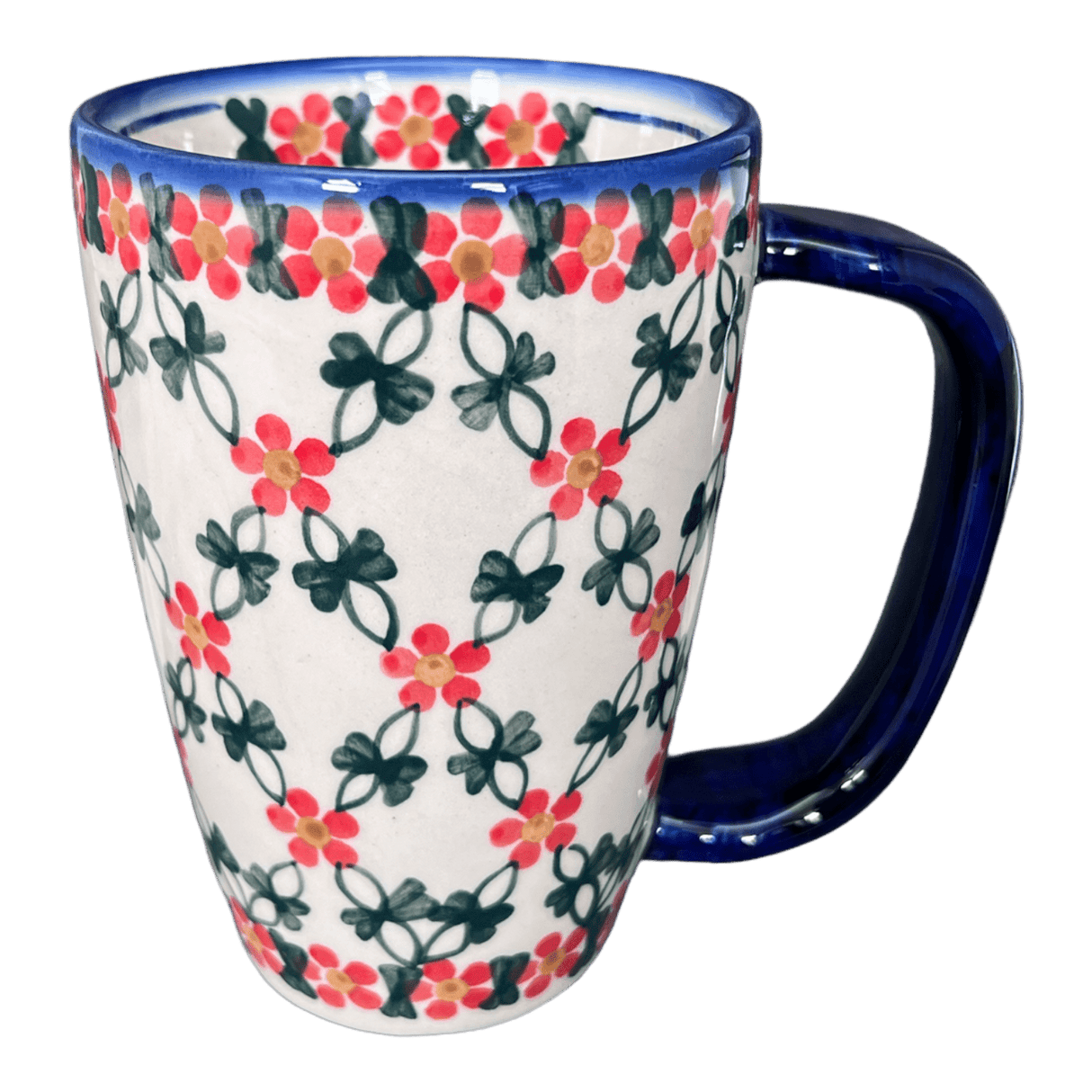 Mug, Cafe, 16 oz in "Red Lattice" by Andy | NDA40-20