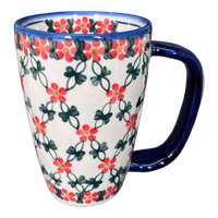 A picture of a Polish Pottery 16 oz. Cafe Mug (Red Lattice) | NDA40-20 as shown at PolishPotteryOutlet.com/products/16-oz-cafe-mug-red-lattice-nda40-20
