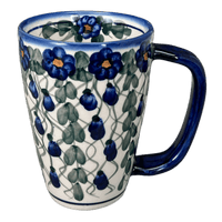 A picture of a Polish Pottery 16 oz. Cafe Mug (Blue Cascade) | NDA40-A31 as shown at PolishPotteryOutlet.com/products/16-oz-cafe-mug-blue-cascade-nda40-31