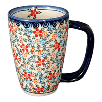 A picture of a Polish Pottery 16 oz. Cafe Mug (Meadow in Bloom) | NDA40-A54 as shown at PolishPotteryOutlet.com/products/16-oz-cafe-mug-meadow-in-bloom-nda40-a54