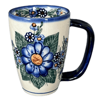 A picture of a Polish Pottery 16 oz. Cafe Mug (Blue Bouquet) | NDA40-7 as shown at PolishPotteryOutlet.com/products/16-oz-cafe-mug-blue-bouquet-nda40-7