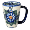 Polish Pottery 16 oz. Cafe Mug (Blue Bouquet) | NDA40-7 at PolishPotteryOutlet.com