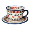 Polish Pottery 10 oz. Cup & Saucer (Red Lattice) | NDA44-20 at PolishPotteryOutlet.com