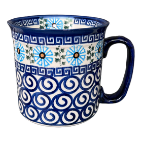 Polish Pottery Mug, Straight, 14 oz in "Blue Daisy Spiral" by Andy | NDA47-38 Additional Image at PolishPotteryOutlet.com