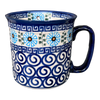 Polish Pottery Mug, Straight, 14 oz in "Blue Daisy Spiral" by Andy | NDA47-38 at PolishPotteryOutlet.com