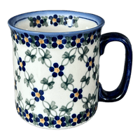 A picture of a Polish Pottery 14 oz. Straight Mug (Blue Lattice) | NDA47-6 as shown at PolishPotteryOutlet.com/products/14-oz-straight-mug-blue-lattice-nda47-6