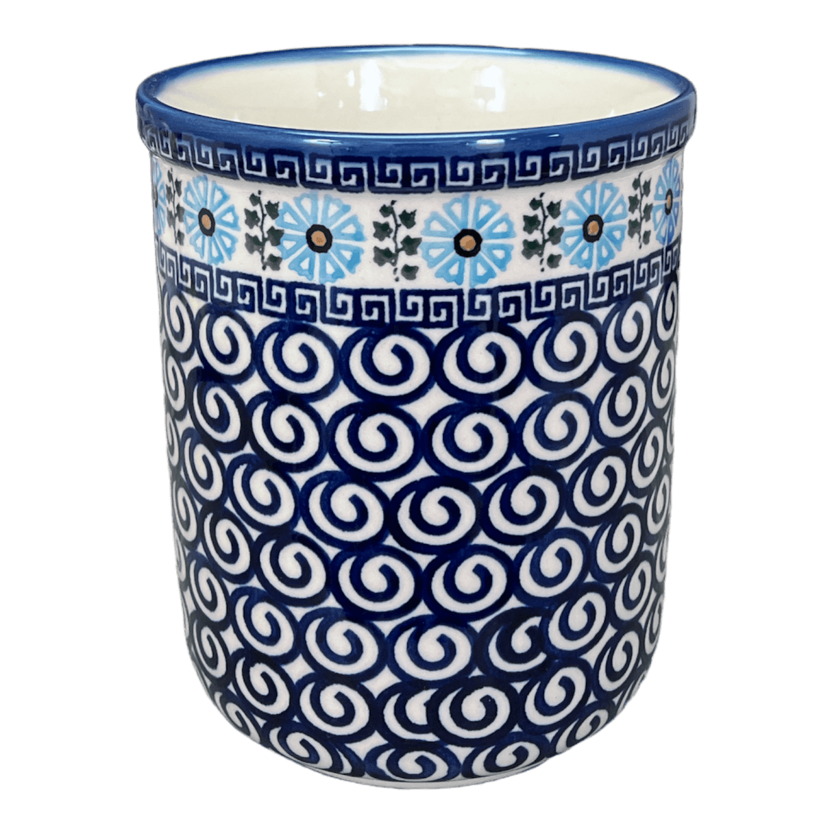 Utensil Holder, 6.5" in "Blue Daisy Spiral" by Andy | NDA73-38