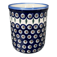 A picture of a Polish Pottery Wine Chiller/Utensil Holder (Peacock) | NDA73-43 as shown at PolishPotteryOutlet.com/products/wine-chiller-utensil-holder-peacock-nda73-43