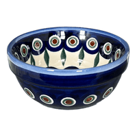 A picture of a Polish Pottery 4.25" Bowl (Peacock - A) | NDA84-43A as shown at PolishPotteryOutlet.com/products/4-25-bowl-peacock-a-nda84-43a