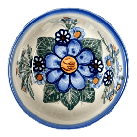 Polish Pottery 4.25" Bowl (Blue Bouquet) | NDA84-7 Additional Image at PolishPotteryOutlet.com
