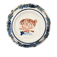 A picture of a Polish Pottery 4.25" Bowl (Blue Bouquet) | NDA84-7 as shown at PolishPotteryOutlet.com/products/4-25-bowl-blue-bouquet-nda84-7