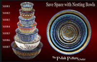 A picture of a Polish Pottery 7.75" Bowl (Soaring Swallows) | M085S-WK57 as shown at PolishPotteryOutlet.com/products/775-bowls-soaring-swallows