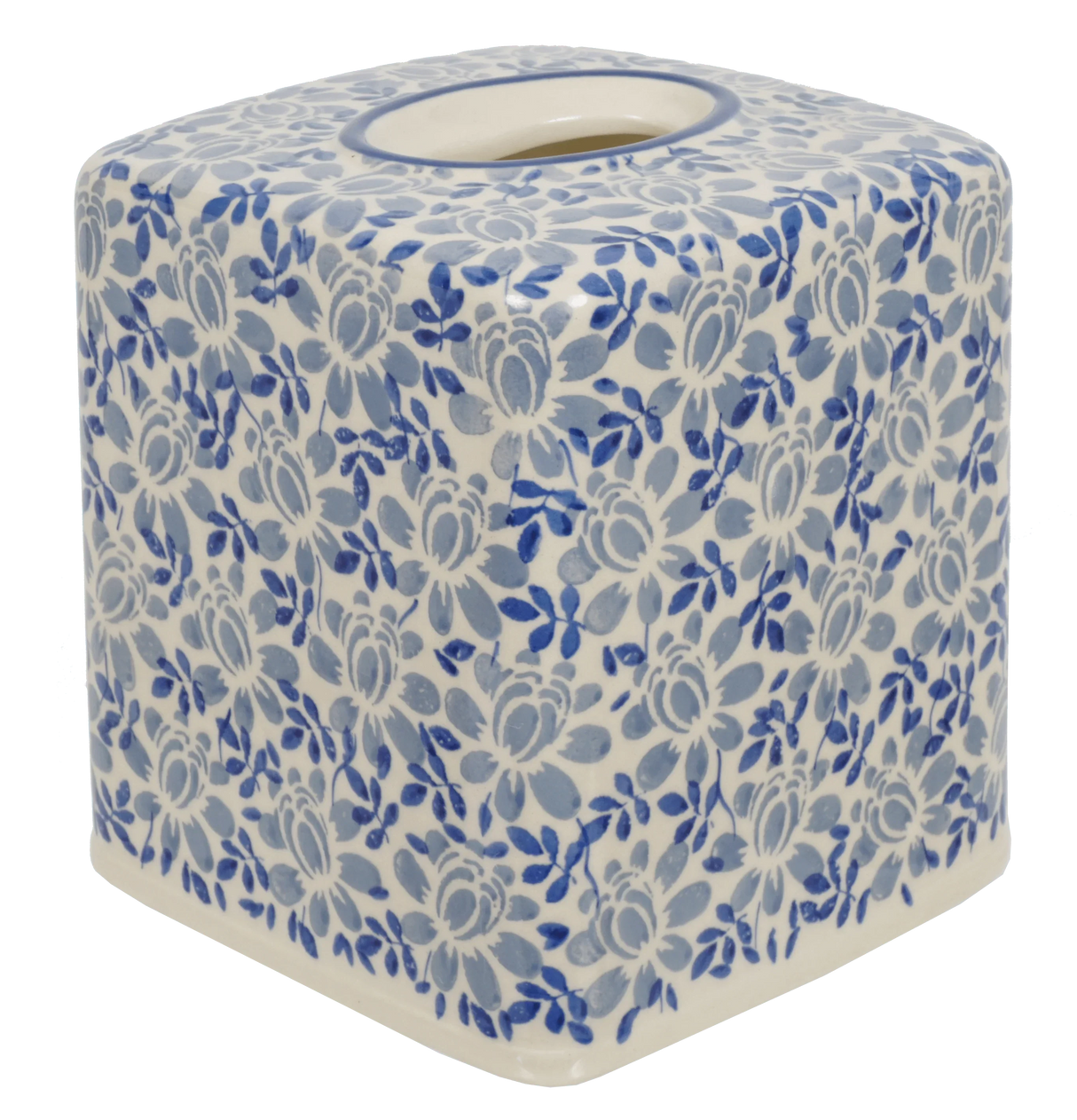 Tissue Box Cover, 6" x 6" in "English Blue" by Manufaktura | O003U-AS53