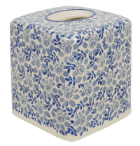 A picture of a Polish Pottery Tissue Box Cover (English Blue) | O003U-AS53 as shown at PolishPotteryOutlet.com/products/tissue-box-cover-english-blue