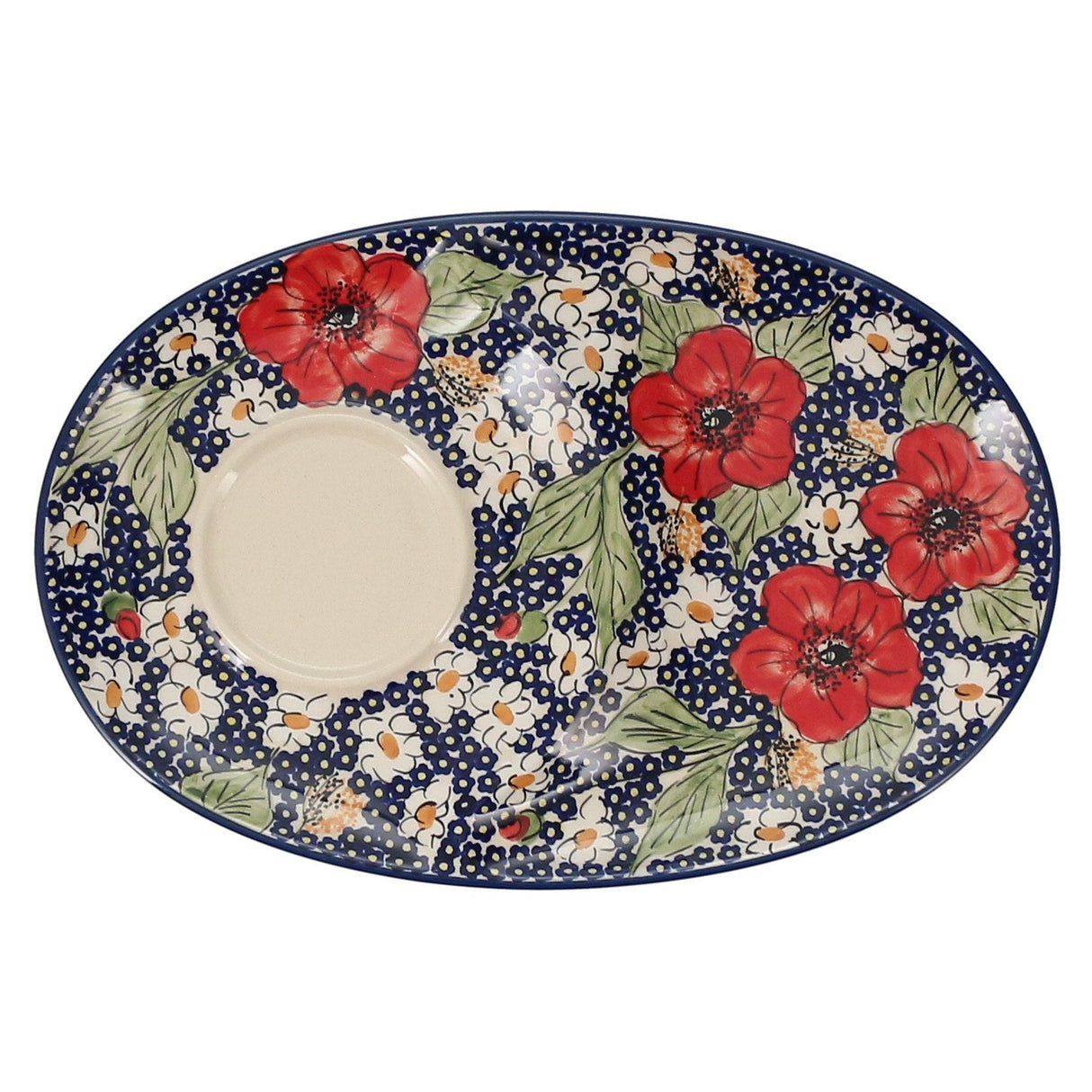 Plate, Oval, Soup & Sandwich, 11.75" x 7.25" in "Poppies & Posies" by Manufaktura | P006S-IM02