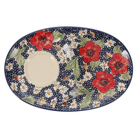 A picture of a Polish Pottery Soup and Sandwich Plate (Poppies & Posies) | P006S-IM02 as shown at PolishPotteryOutlet.com/products/soup-sandwich-breakfast-plate-poppies-posies
