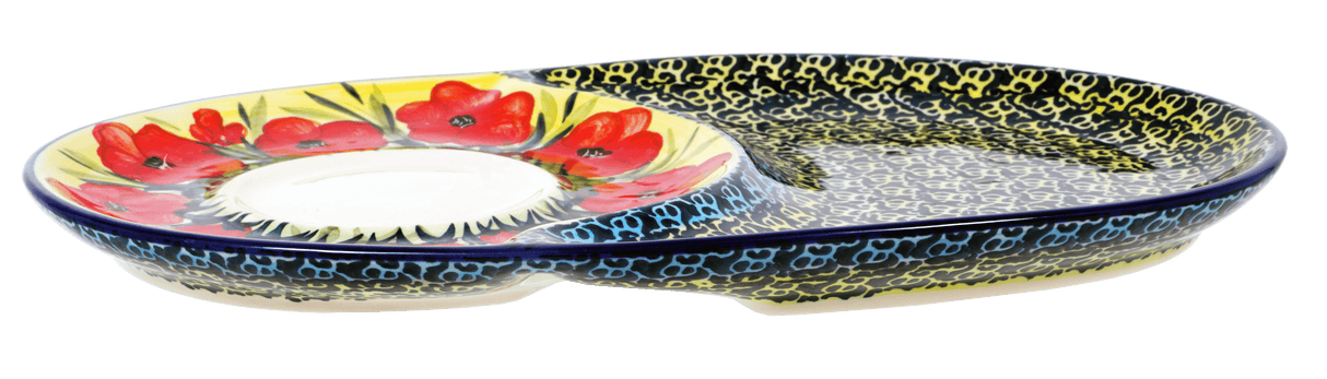 Plate, Oval, Soup & Sandwich, 11.75" x 7.25" in "Poppies in Bloom" by Manufaktura | P006S-JZ34
