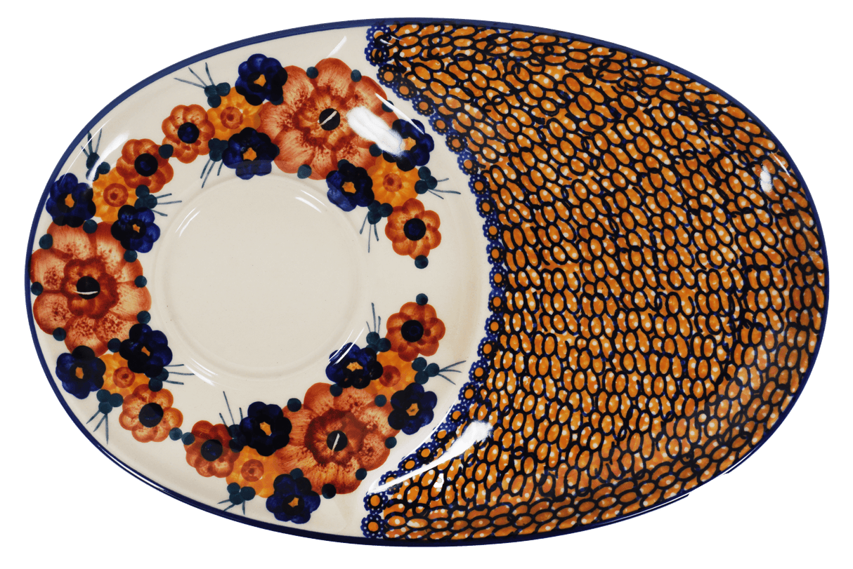Plate, Oval, Soup & Sandwich, 11.75" x 7.25" in "Bouquet in a Basket" by Manufaktura | P006S-JZK