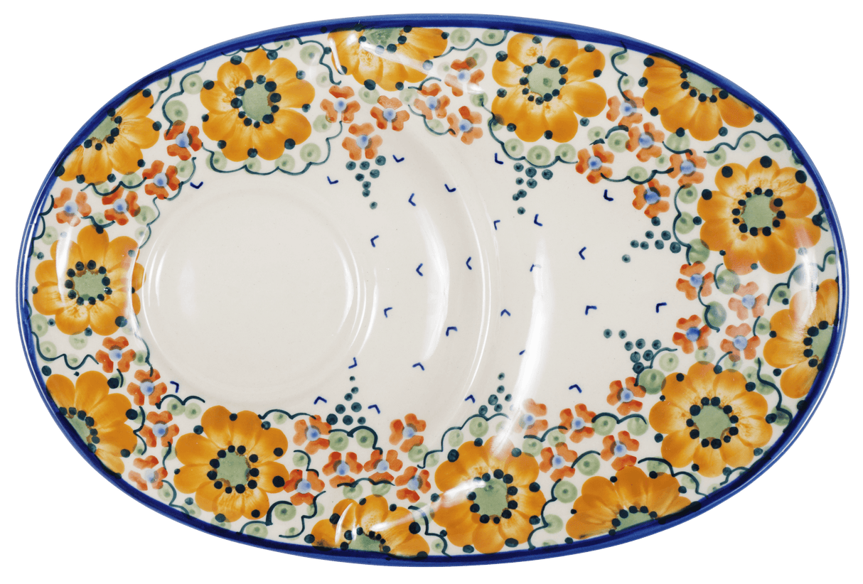 Plate, Oval, Soup & Sandwich, 11.75" x 7.25" in "Autumn Harvest" by Manufaktura | P006S-LB