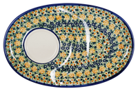 A picture of a Polish Pottery Soup and Sandwich Plate (Perennial Garden) | P006S-LM as shown at PolishPotteryOutlet.com/products/soup-sandwich-breakfast-plate-perennial-garden