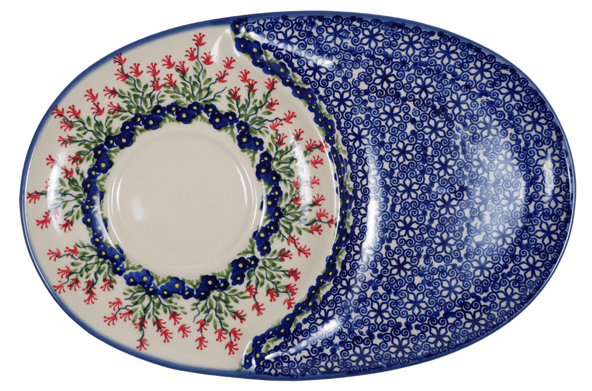 Plate, Oval, Soup & Sandwich, 11.75" x 7.25" in "Burning Thistle" by Manufaktura | P006S-P270